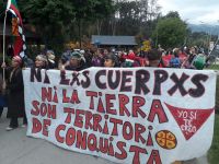 “Hoy las Zomo Mapuces del Lof Paicil Antriao en plena lucha defendiendo nuestro territorio”